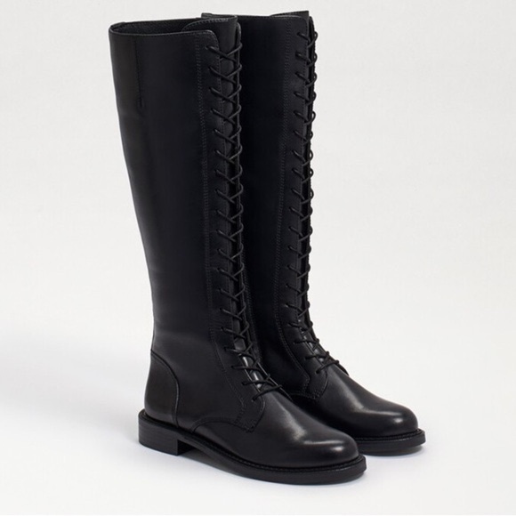 Sam Edelman Women's Nance Tall Lace Up Leather Boots Black US 7 M - Picture 5 of 13
